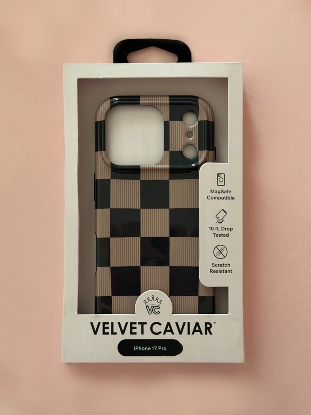 Brown Checkered Velvet Caviar iPhone 17 Pro Phone Case